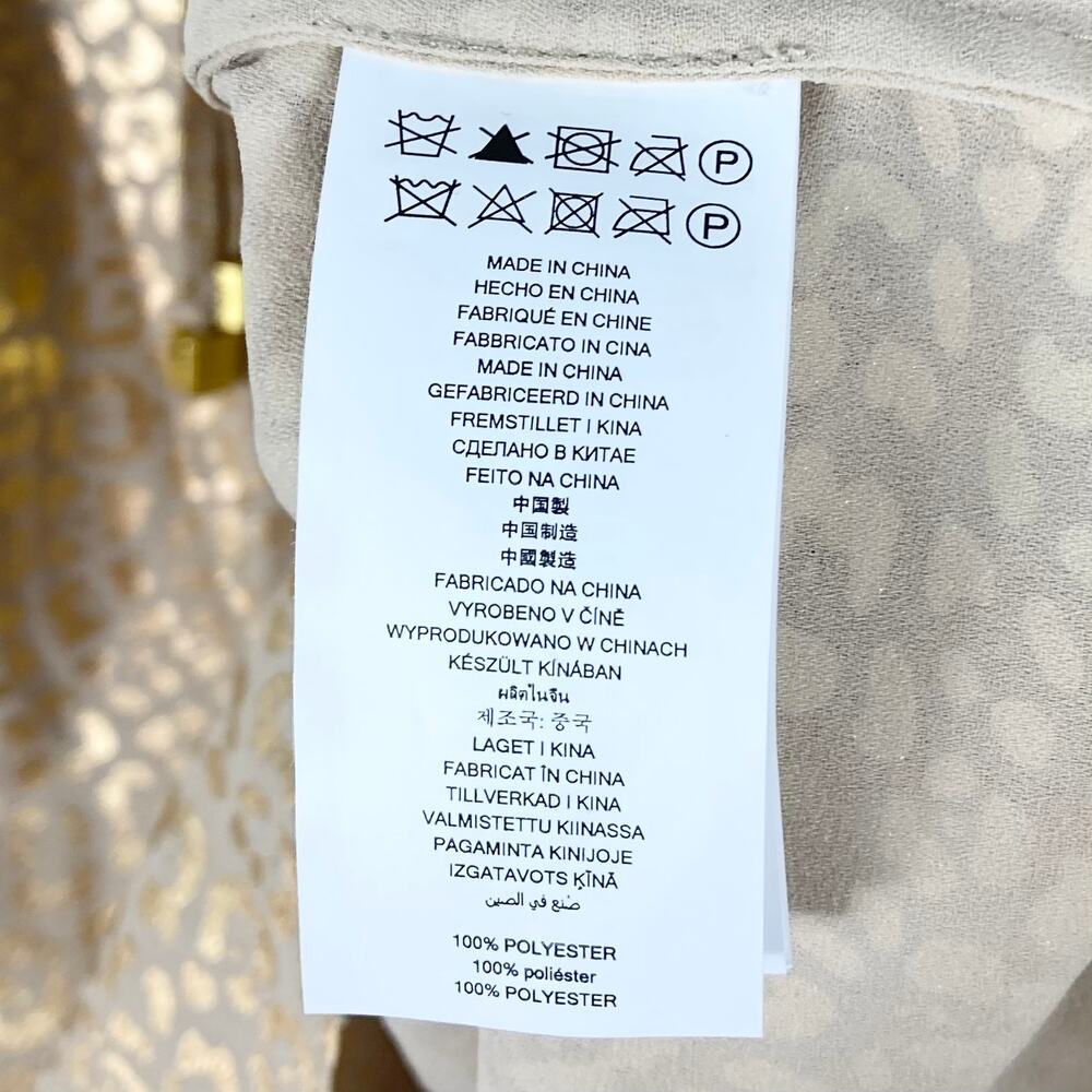 NWT MICHAEL KORS Top S Gold Geo Dots Ruffle Bow-Tie Balloon-Flounce-Long-Sleeve - Picture 12 of 16
